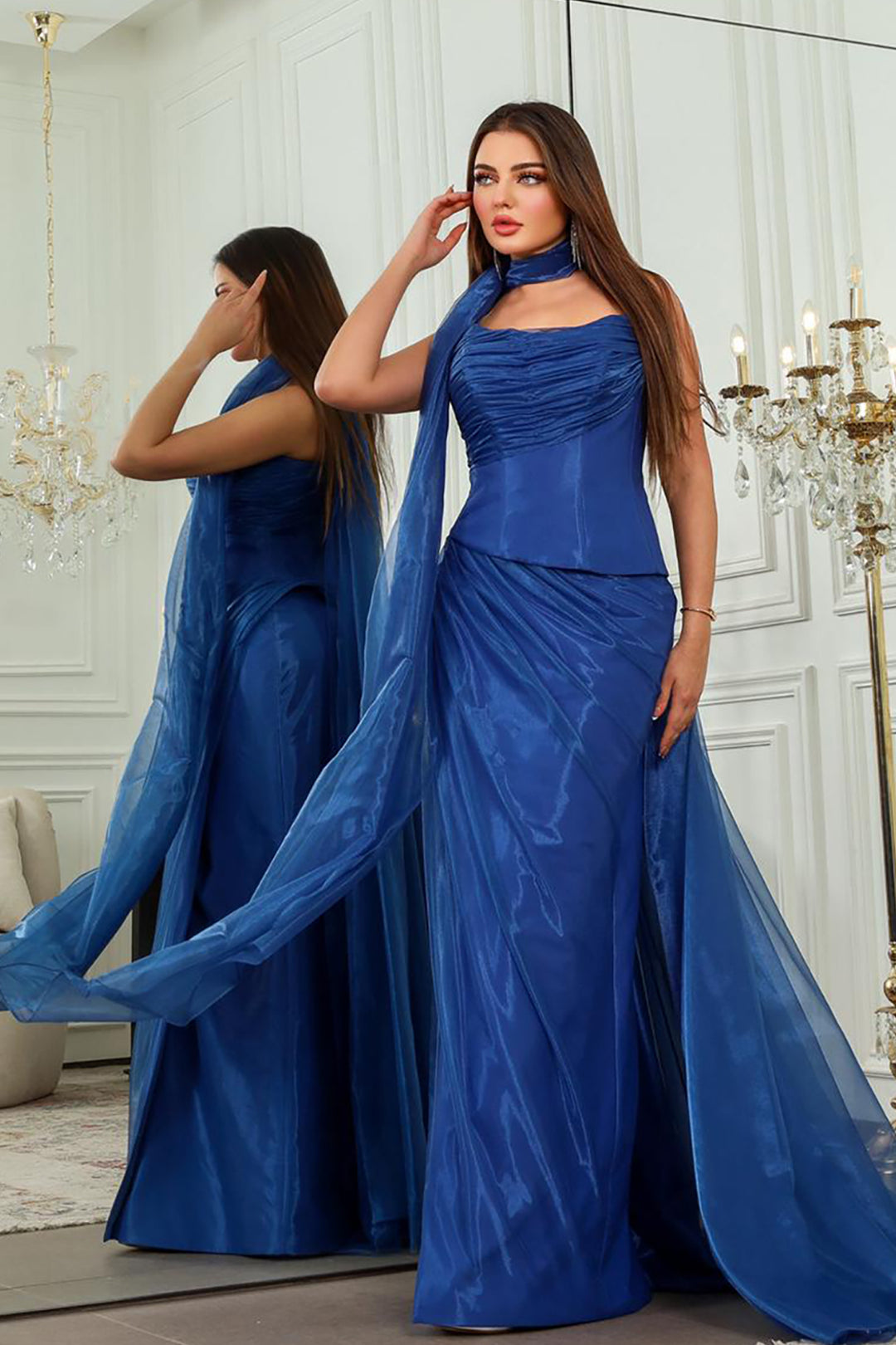 Dress with Cape-Like Train