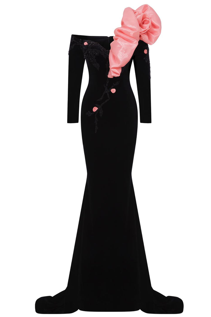 Mermaid Dress with Off-The-Shoulder Neckline