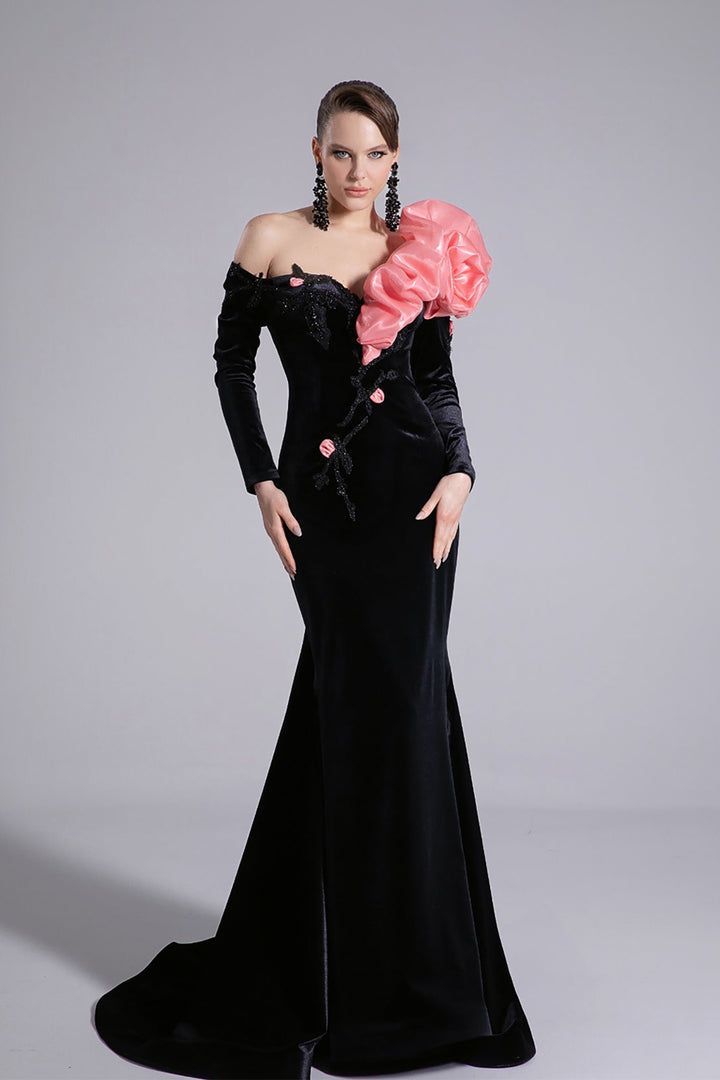 Mermaid Dress with Off-The-Shoulder Neckline