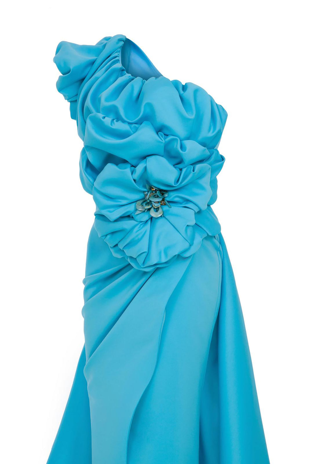One-Shoulder Dress with Ruffle Petals