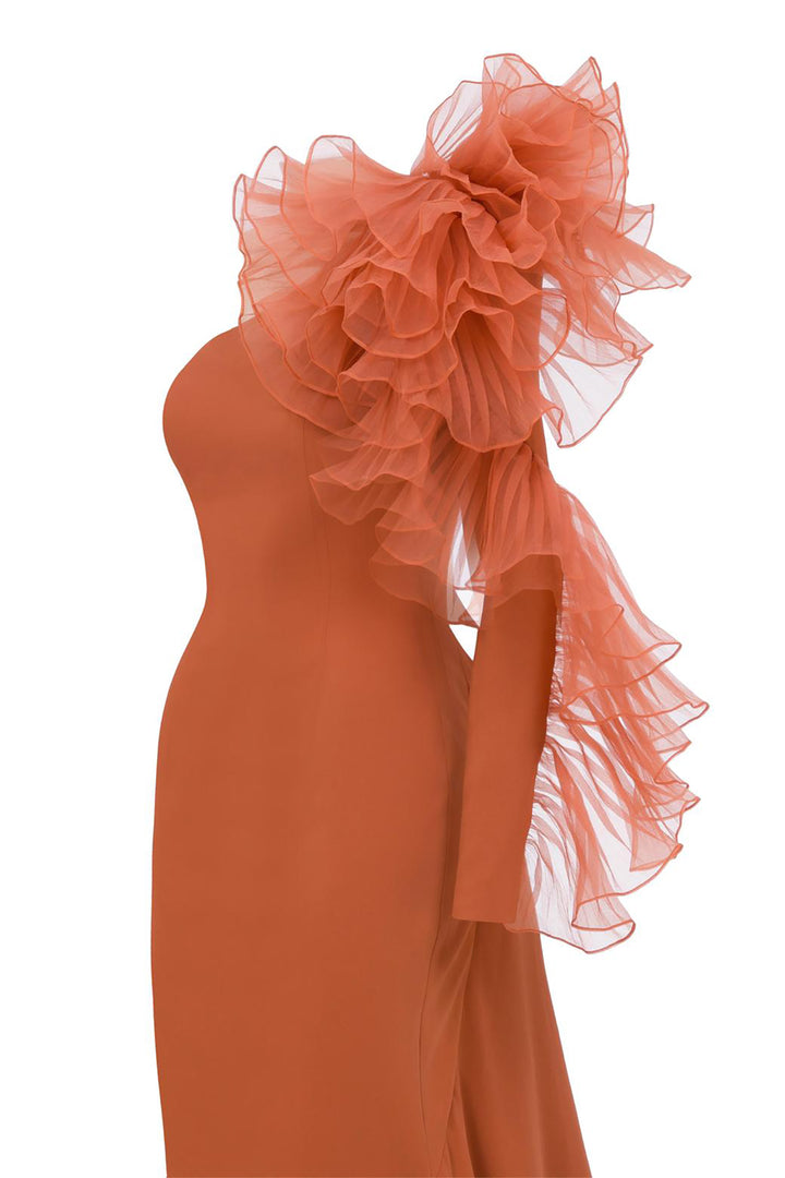 Mermaid Dress with Off-The-Shoulder Ruffle