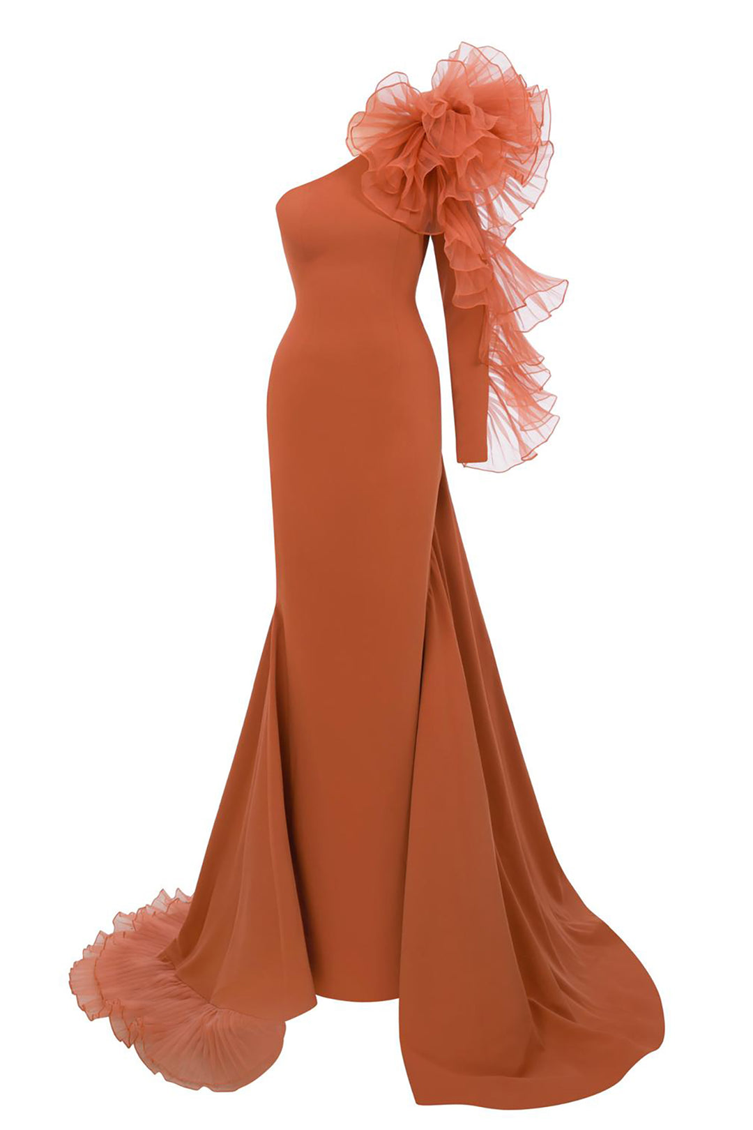 Mermaid Dress with Off-The-Shoulder Ruffle