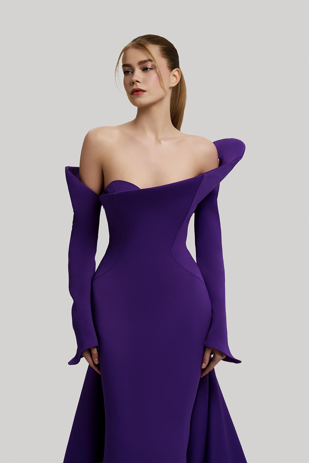 Off-The-Shoulder Crepe Dress