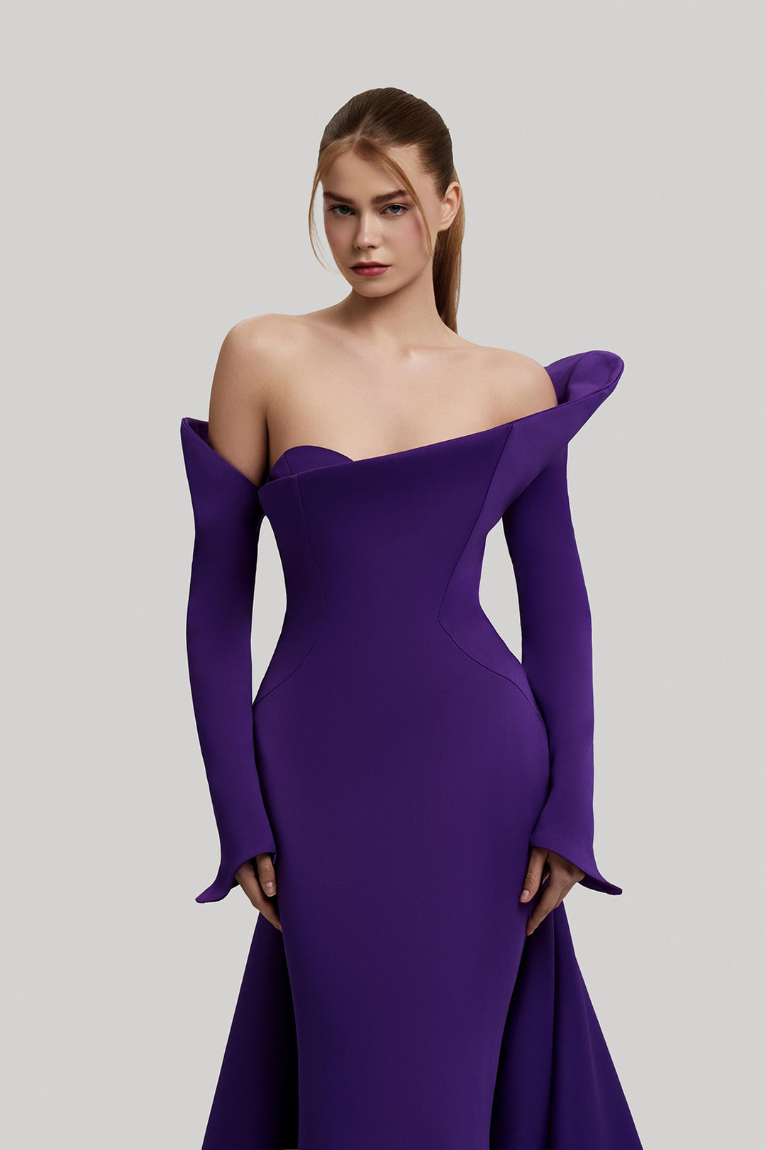 Off-The-Shoulder Crepe Dress