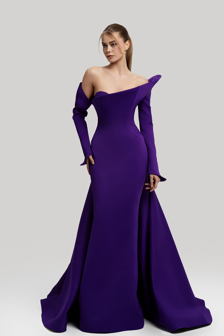 Off-The-Shoulder Crepe Dress