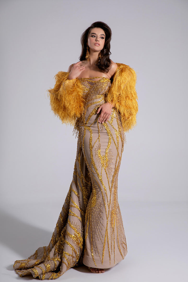 Mermaid Dress with Off-The-Shoulder Neckline