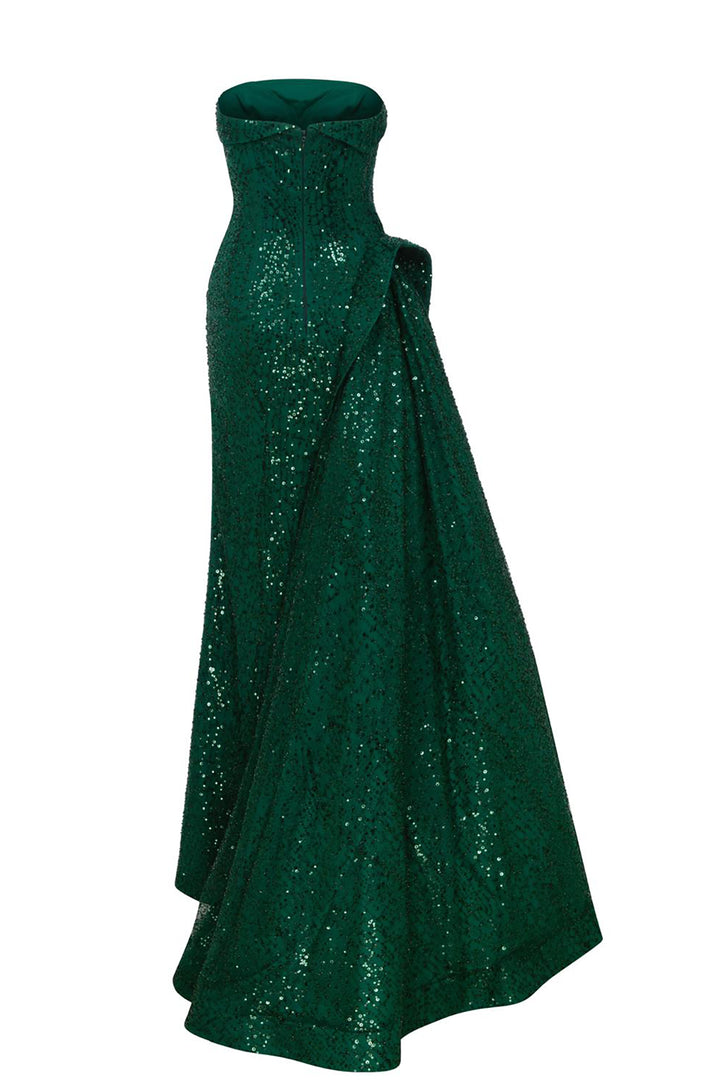 Mermaid Dress with Strapless Bodice and Cape Sleeve