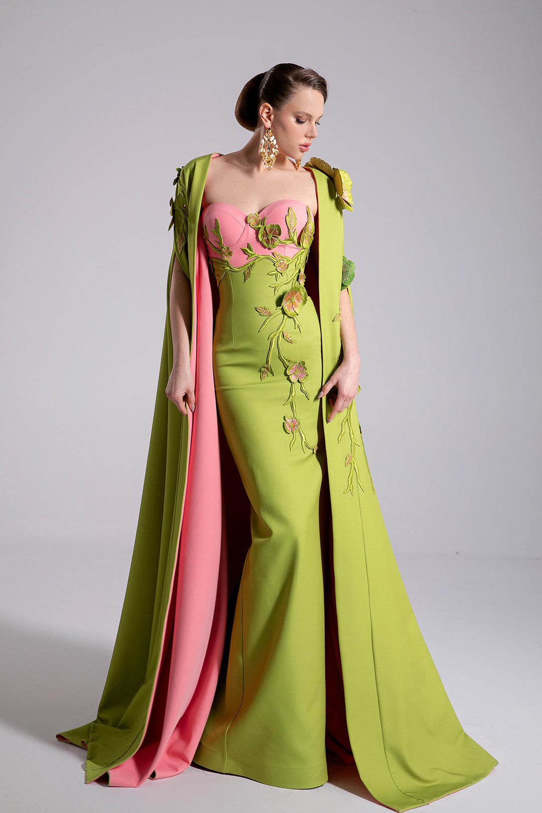 Mermaid Dress with Off-The-Shoulder and Cape