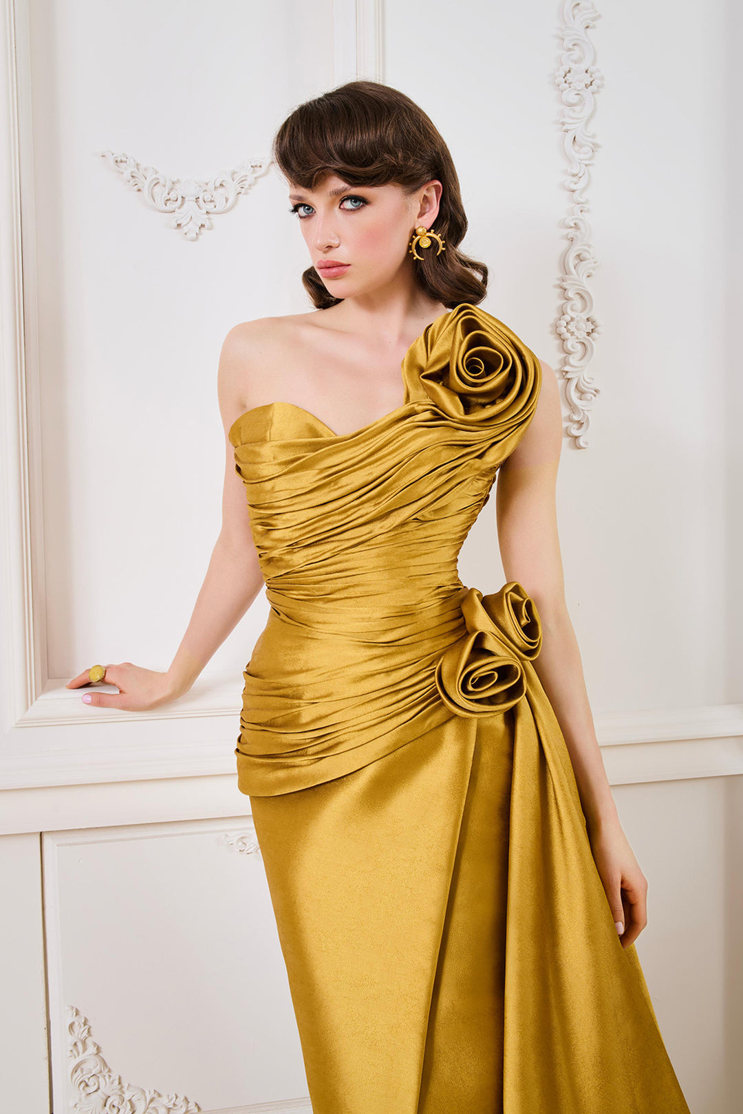 One-Shoulder Mermaid Dress with Off-The-Shoulder Neckline