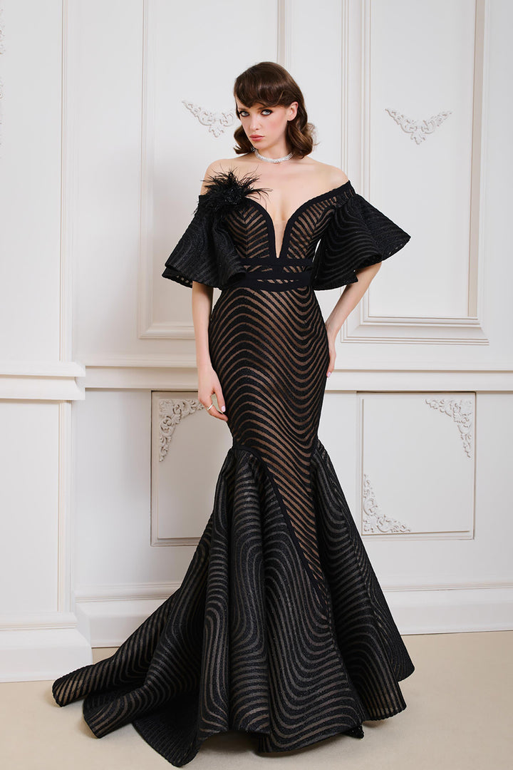Mermaid Black Dress with Neckline