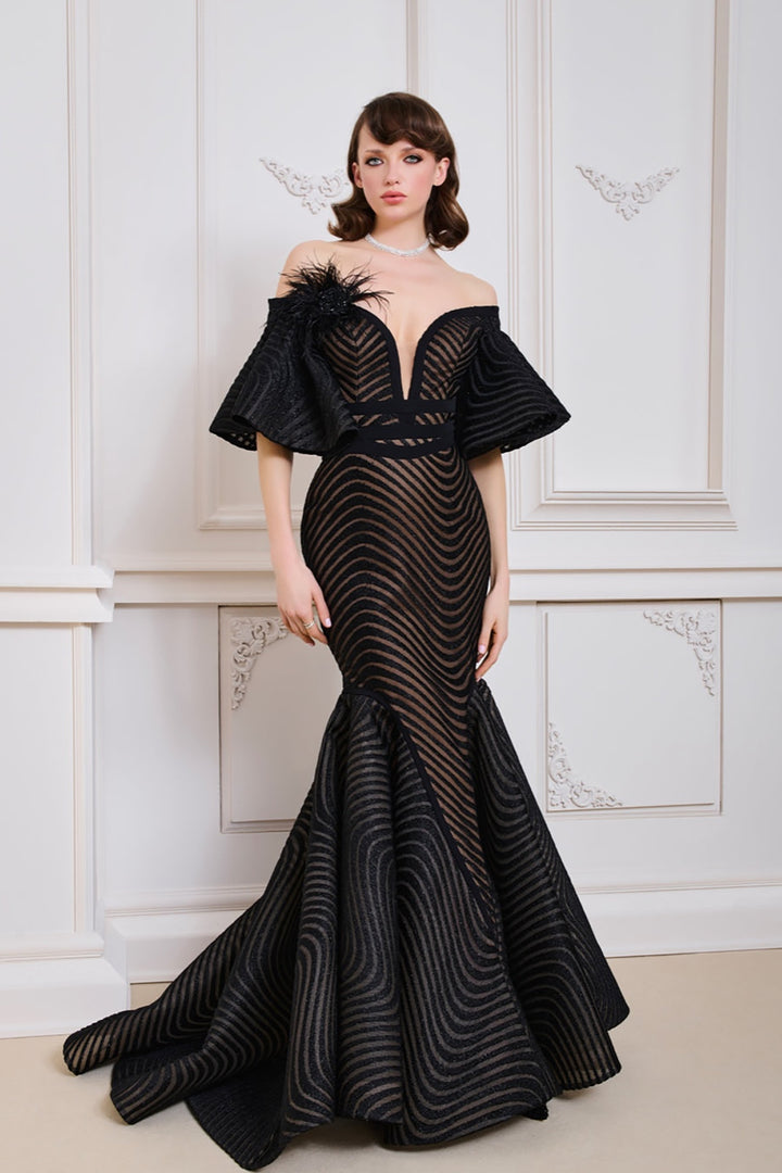 Mermaid Black Dress with Neckline