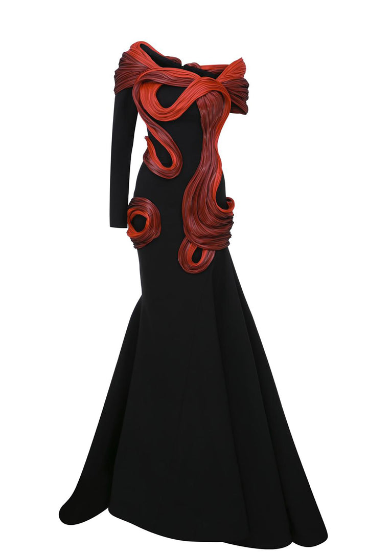 Mermaid Dress with Off-The-Shoulder Neckline