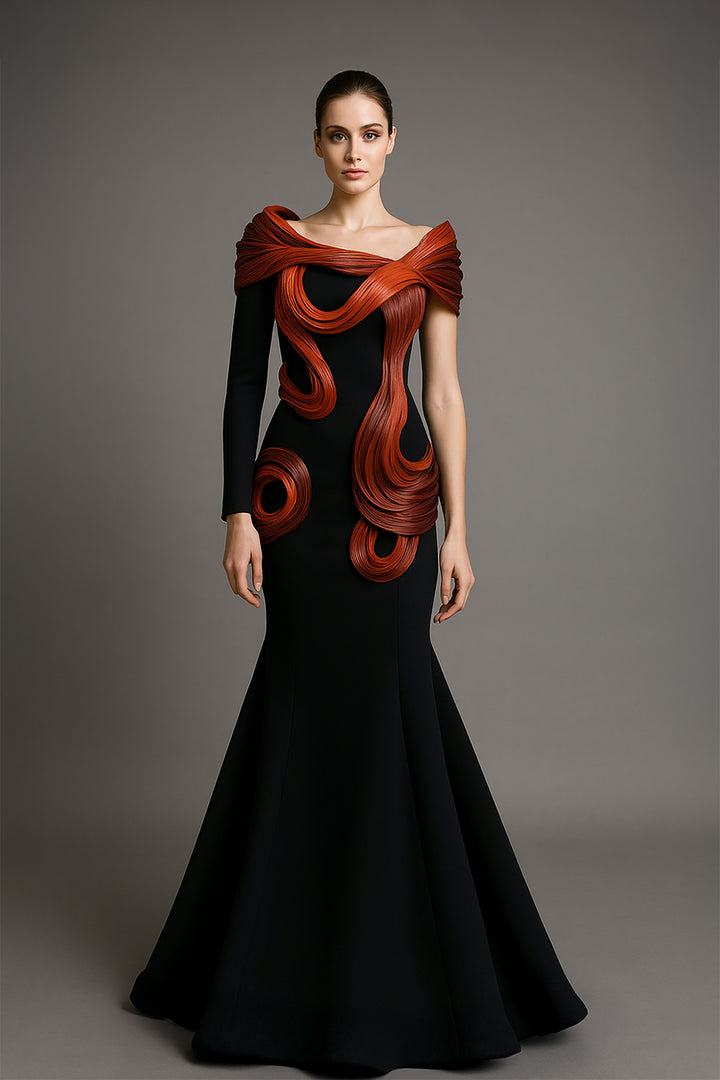 Mermaid Dress with Off-The-Shoulder Neckline