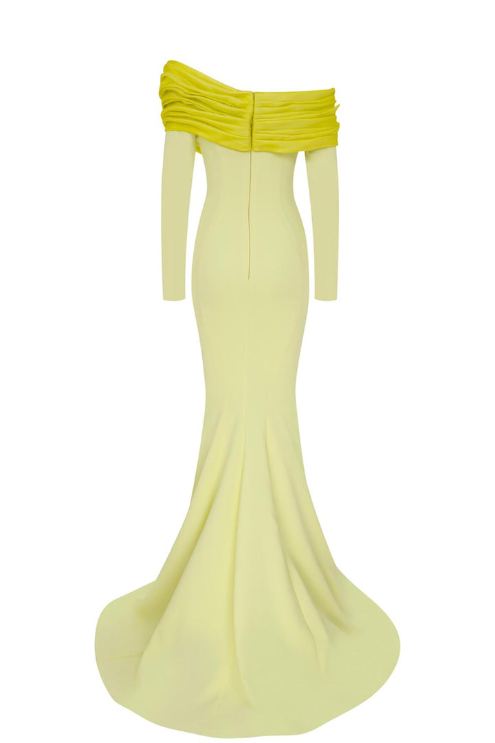 Crepe Mermaid Dress with Off-The-Shoulder