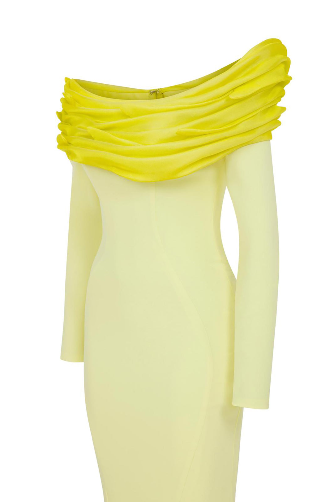 Crepe Mermaid Dress with Off-The-Shoulder