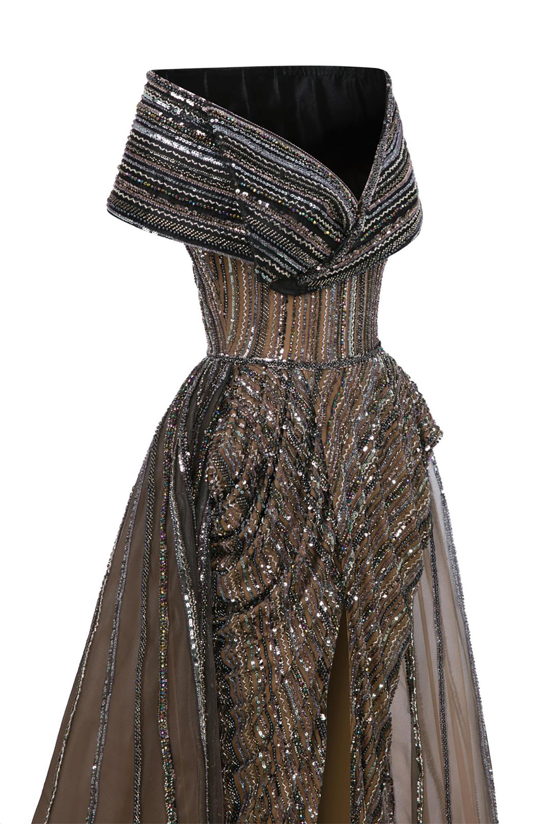 Mermaid Satin Dress Off-The-Shoulder Bodice