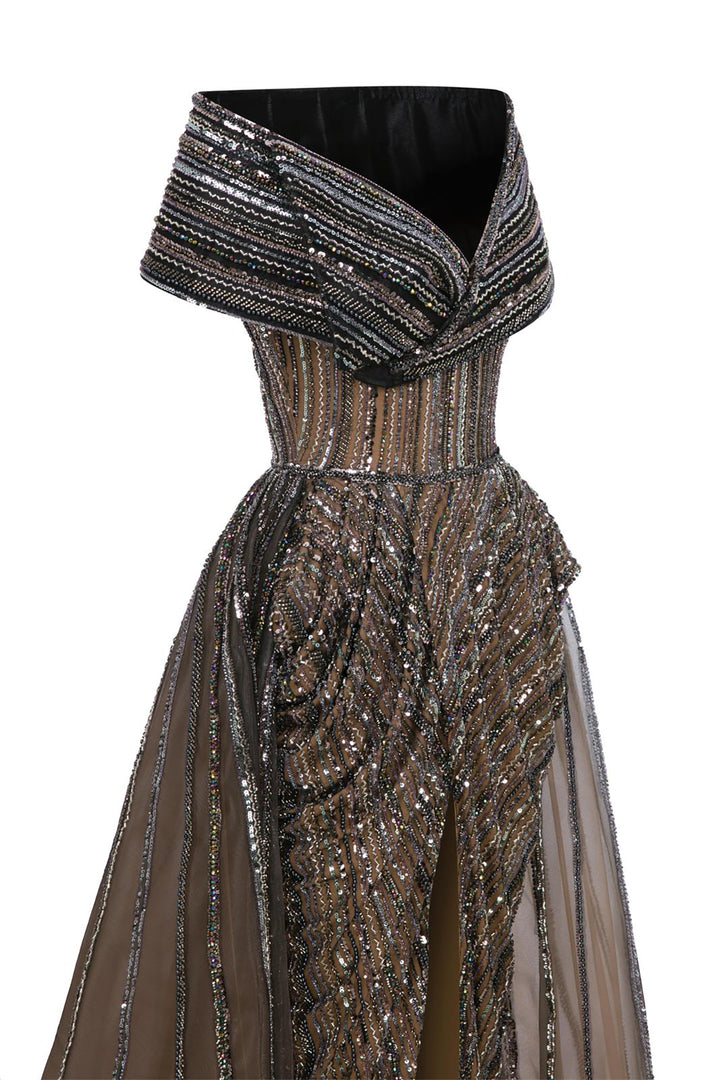 Mermaid Satin Dress Off-The-Shoulder Bodice