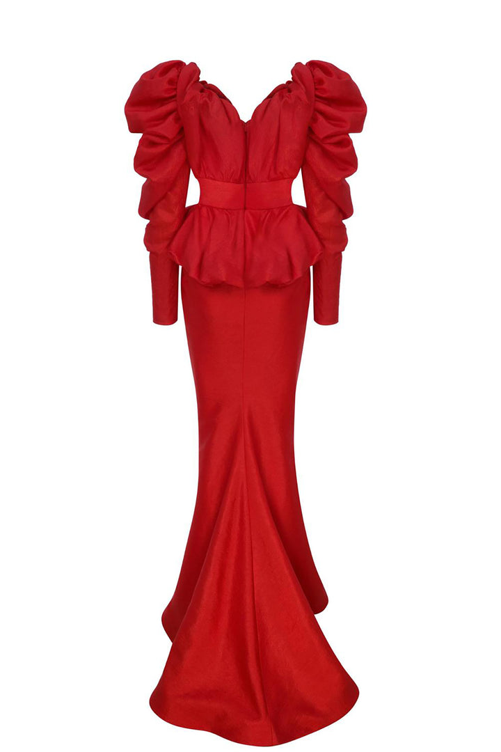 Crepe Mermaid Dress Off-The-Shoulder Bodice