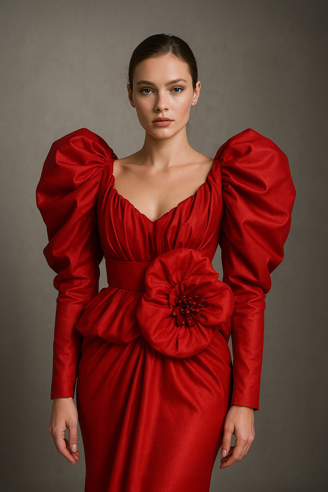 Crepe Mermaid Dress Off-The-Shoulder Bodice