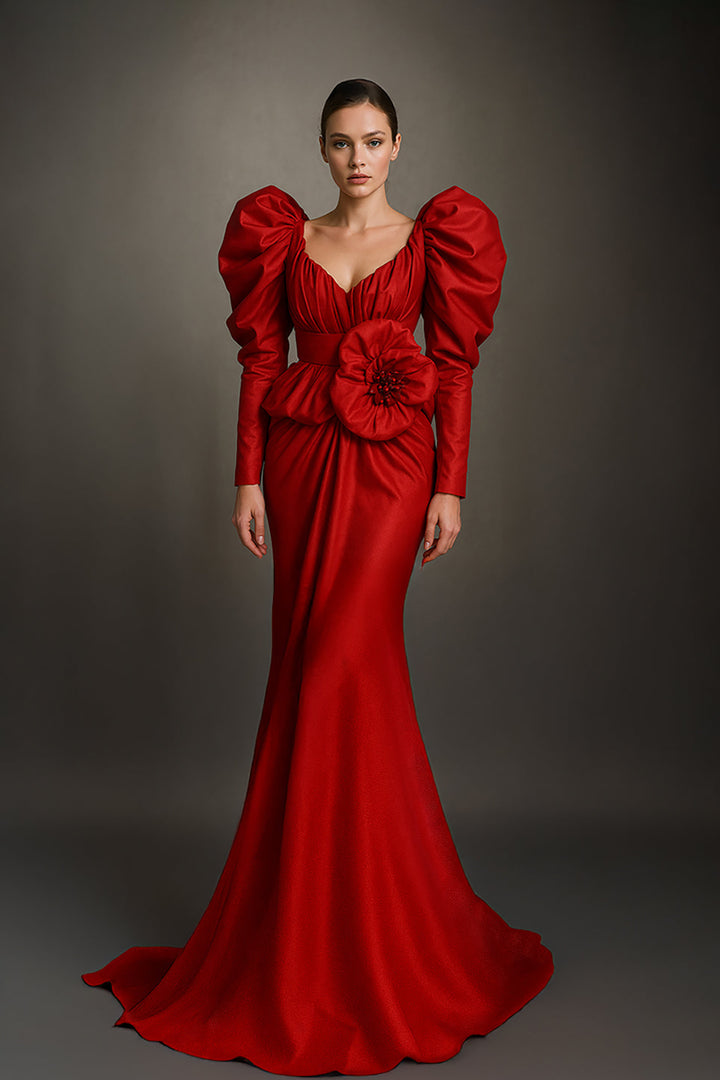 Crepe Mermaid Dress Off-The-Shoulder Bodice