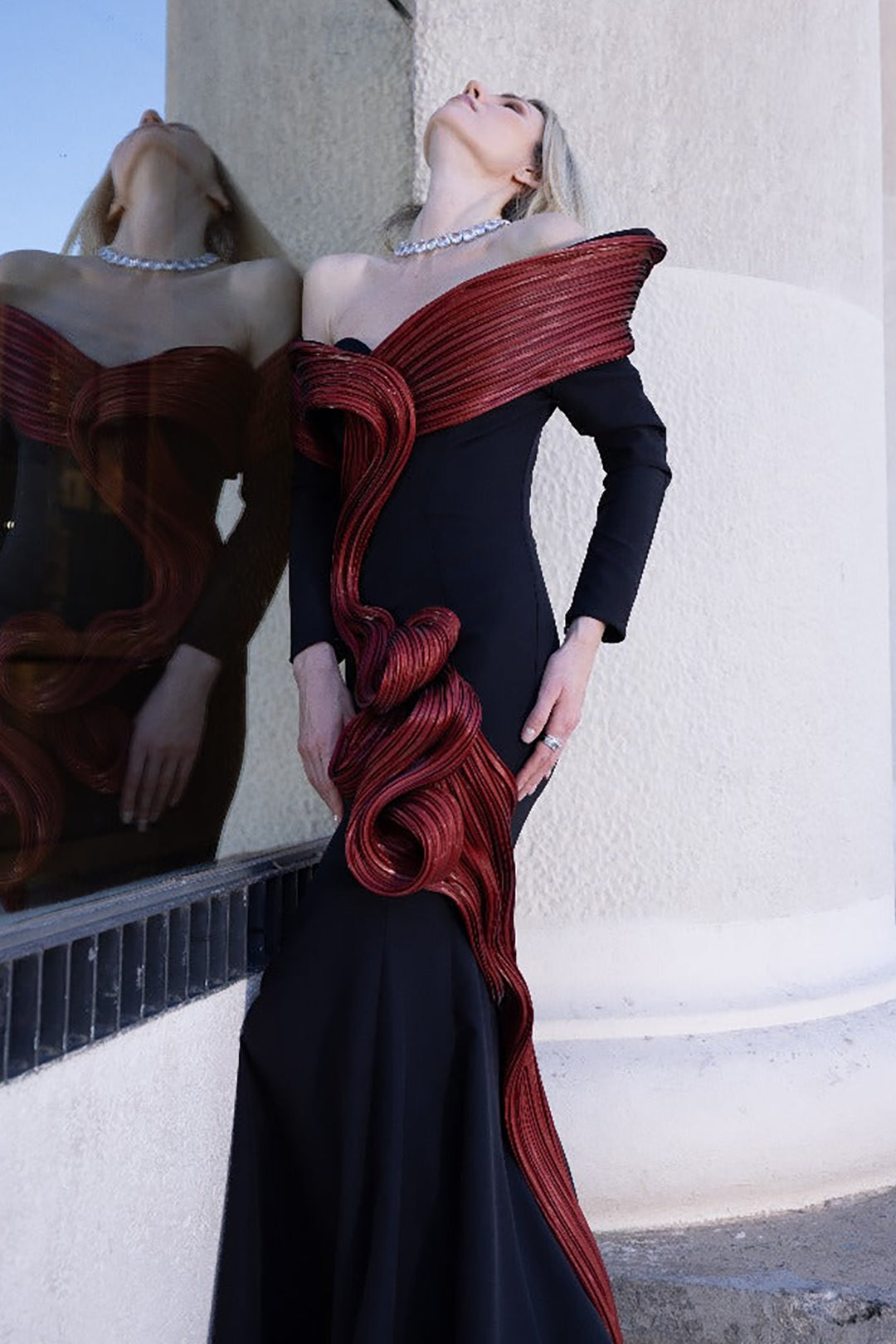 Mermaid Dress with Off-The-Shoulder Neckline