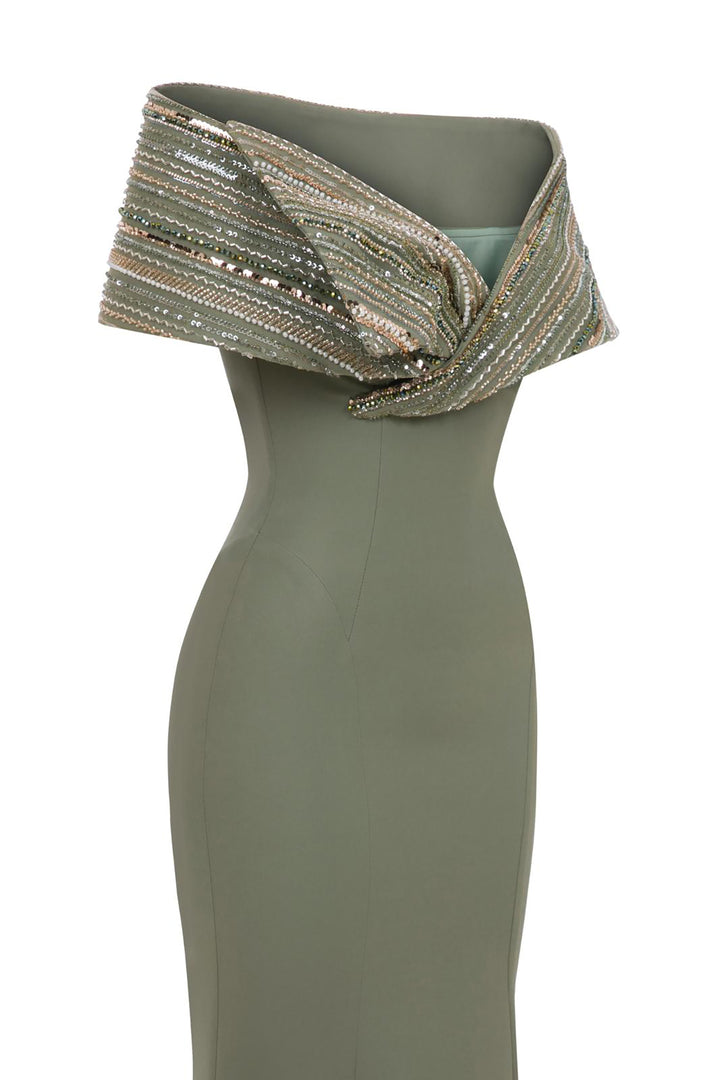 Mermaid Satin Off-The-Shoulder