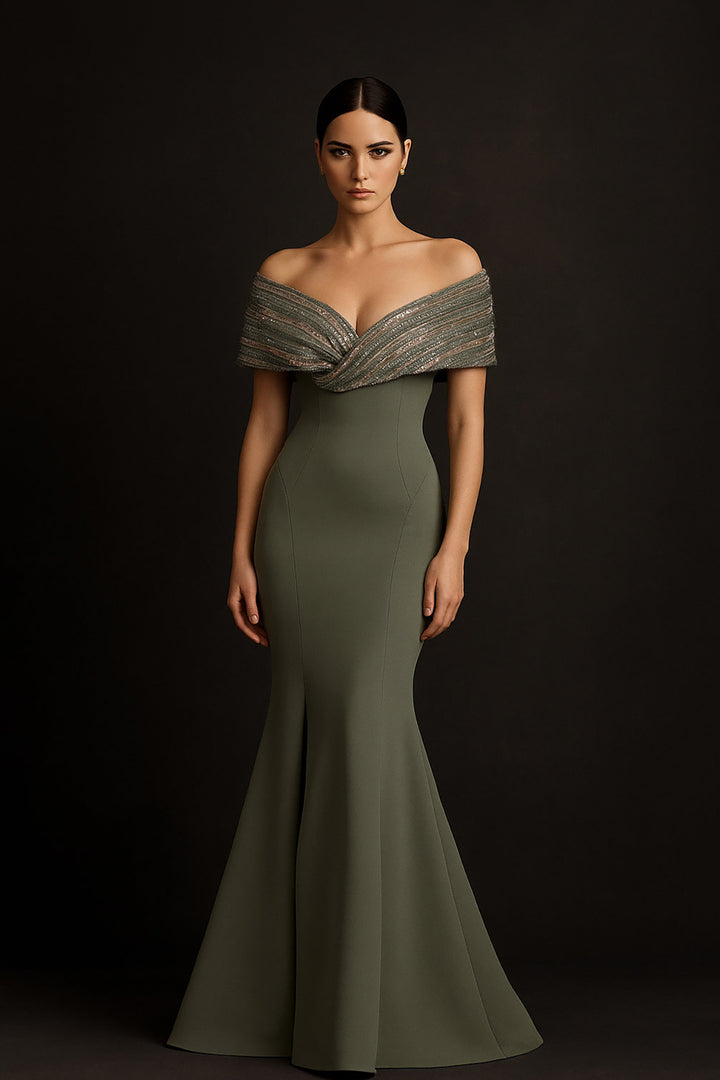Mermaid Satin Off-The-Shoulder