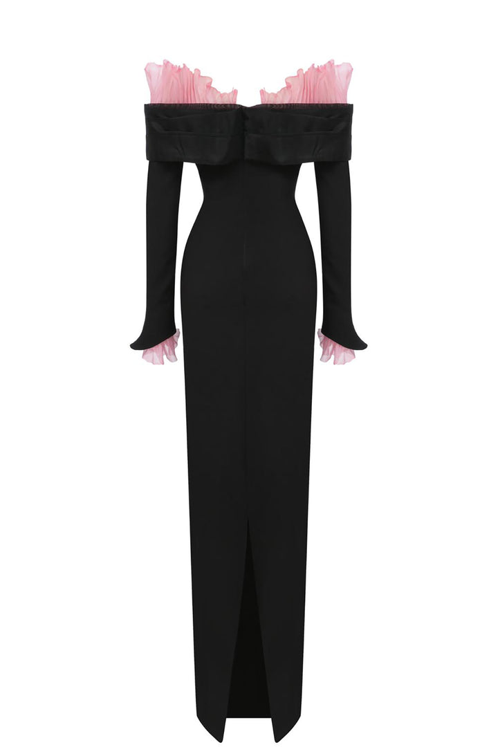 One-Shoulder Crepe Dress with Edges