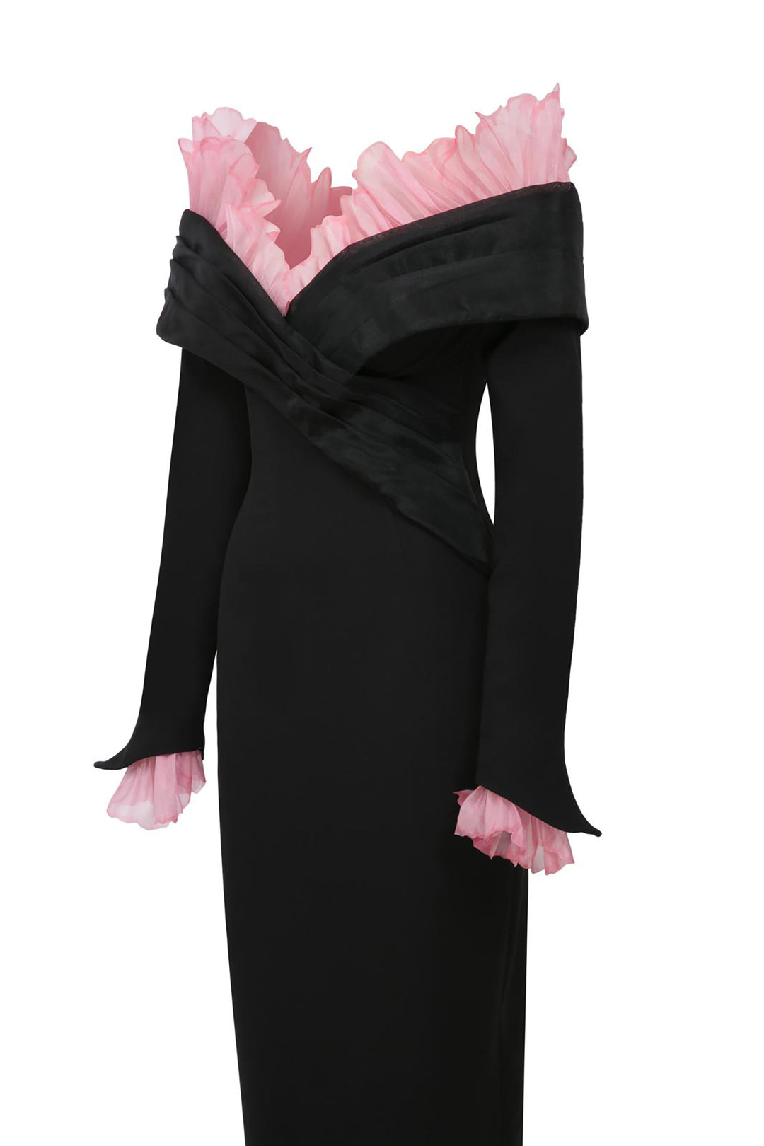 One-Shoulder Crepe Dress with Edges