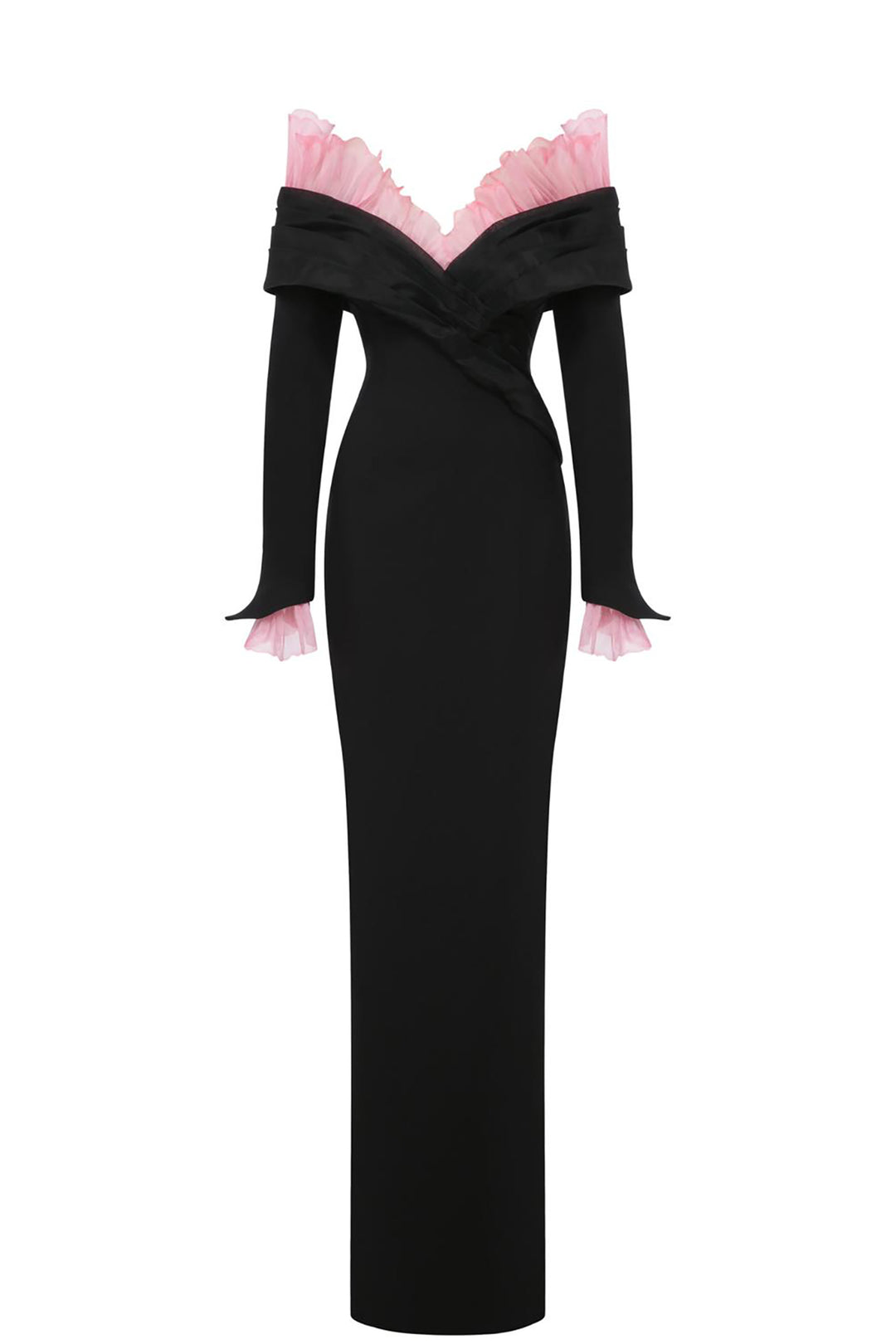 One-Shoulder Crepe Dress with Edges