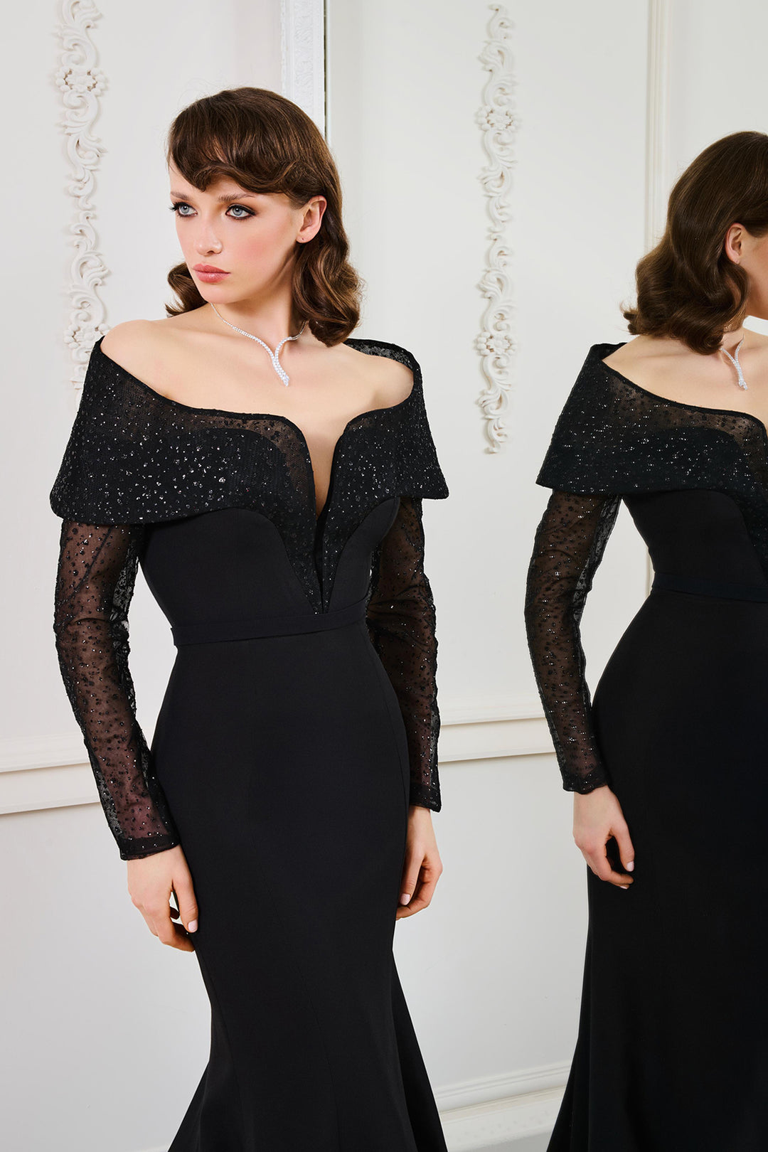 Mermaid Dress with Off-The-Shoulder Neckline