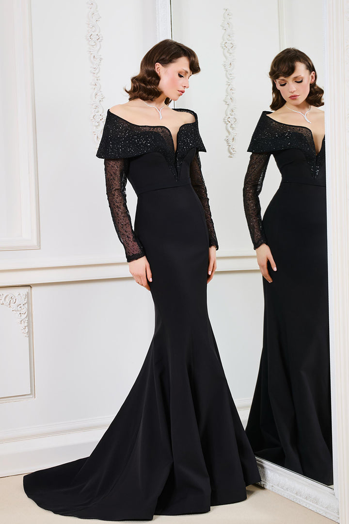 Mermaid Dress with Off-The-Shoulder Neckline