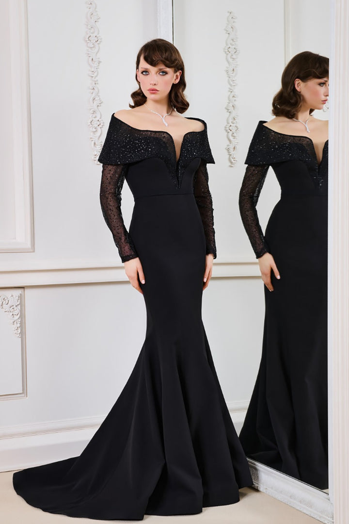 Mermaid Dress with Off-The-Shoulder Neckline