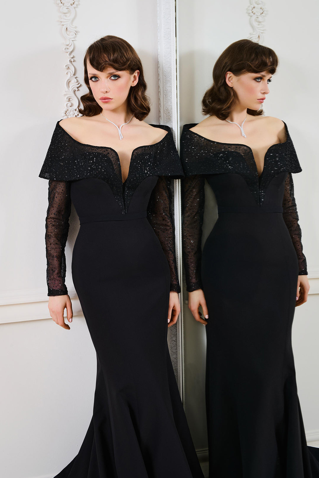 Mermaid Dress with Off-The-Shoulder Neckline