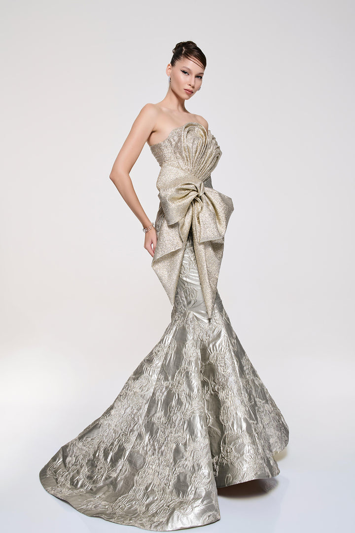 Mermaid Dress with Strapless Bodice and Train