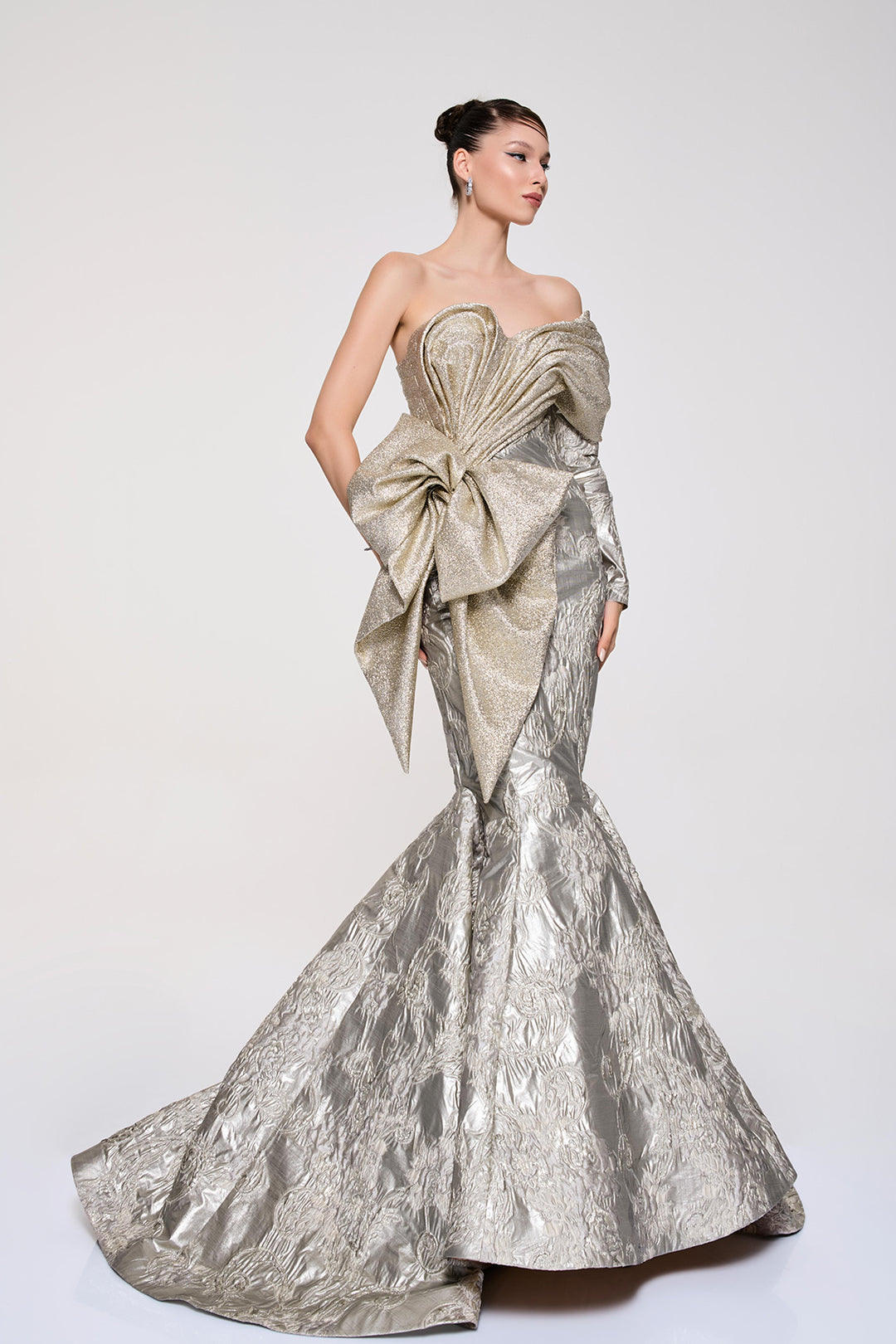 Mermaid Dress with Strapless Bodice and Train