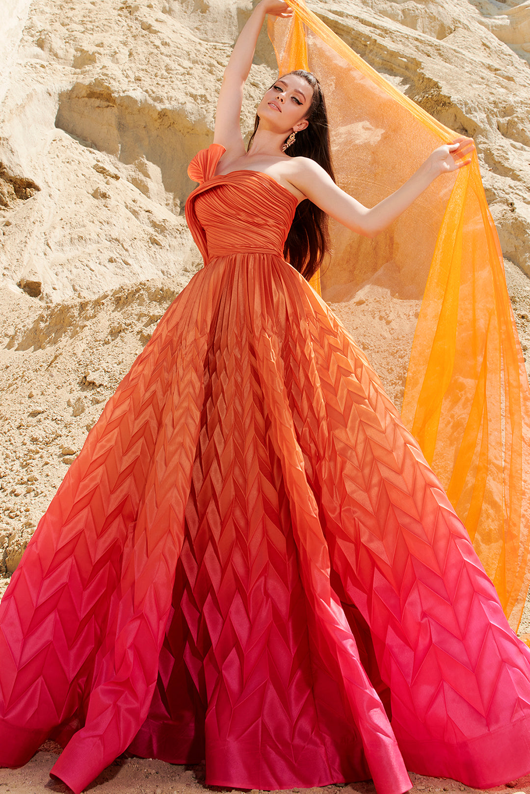 Off-The-Shoulder A-Line Dress with Fitted Bodice