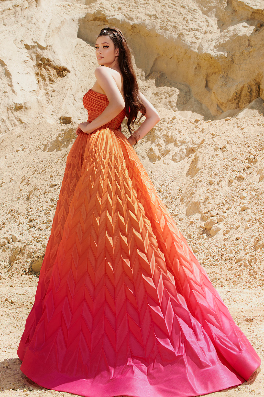 Off-The-Shoulder A-Line Dress with Fitted Bodice