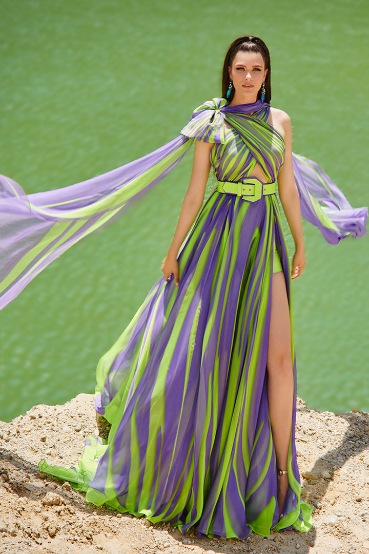 Halterneck A-Line with Panelled Skirt