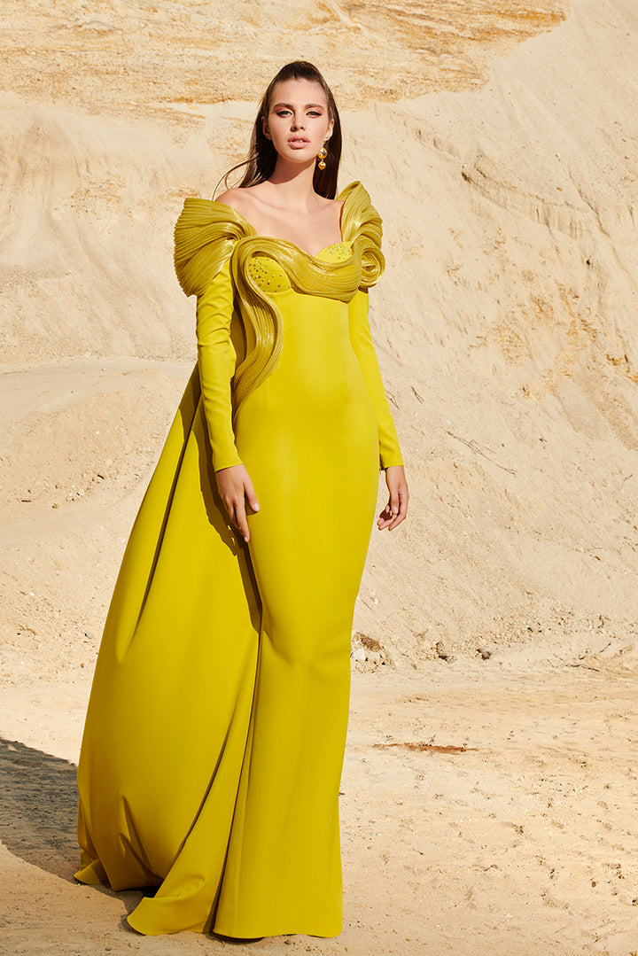 Mermaid Satin Olive Off-The-Shoulder Sweetheart