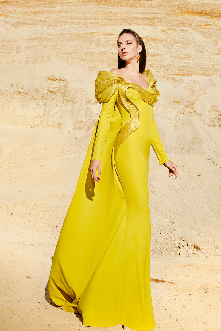 Mermaid Satin Olive Off-The-Shoulder Sweetheart