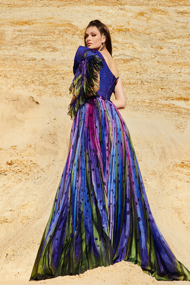 Off-The-Shoulder Multicolor A-Line Mermaid Dress