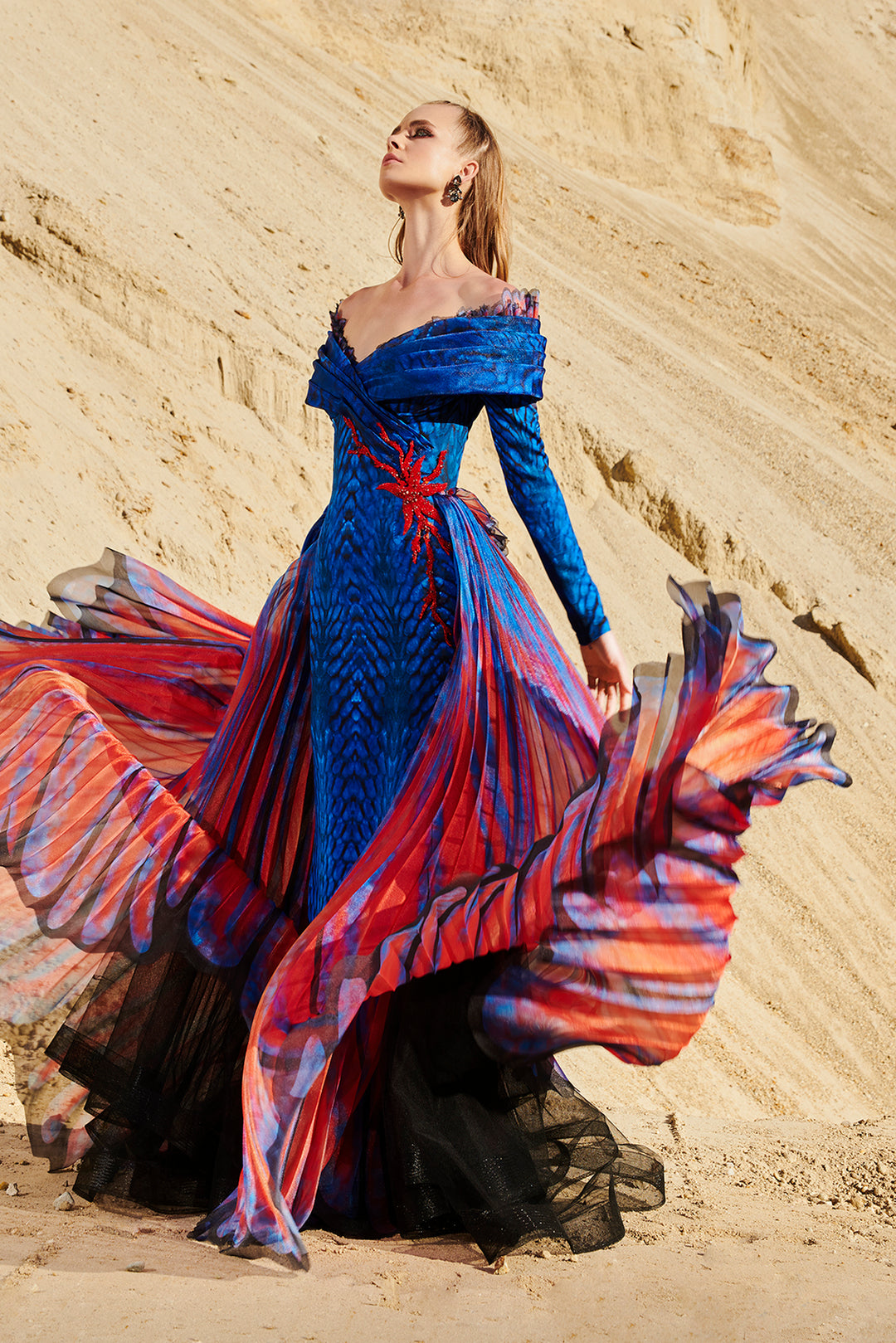 A-Line Multicolor Off-The-Shoulder Dress Multicolor / FR 52 A-Line Multicolor Off-The-Shoulder Dress Multicolor / FR 52