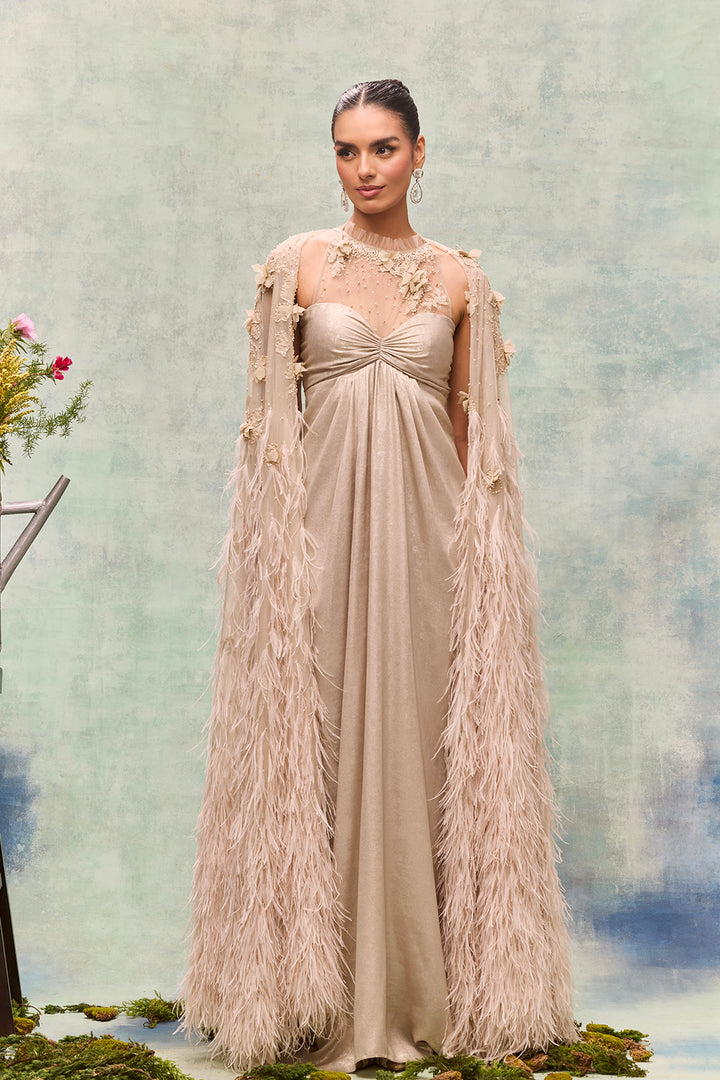 Sculpted Neckline and Gathered Waist