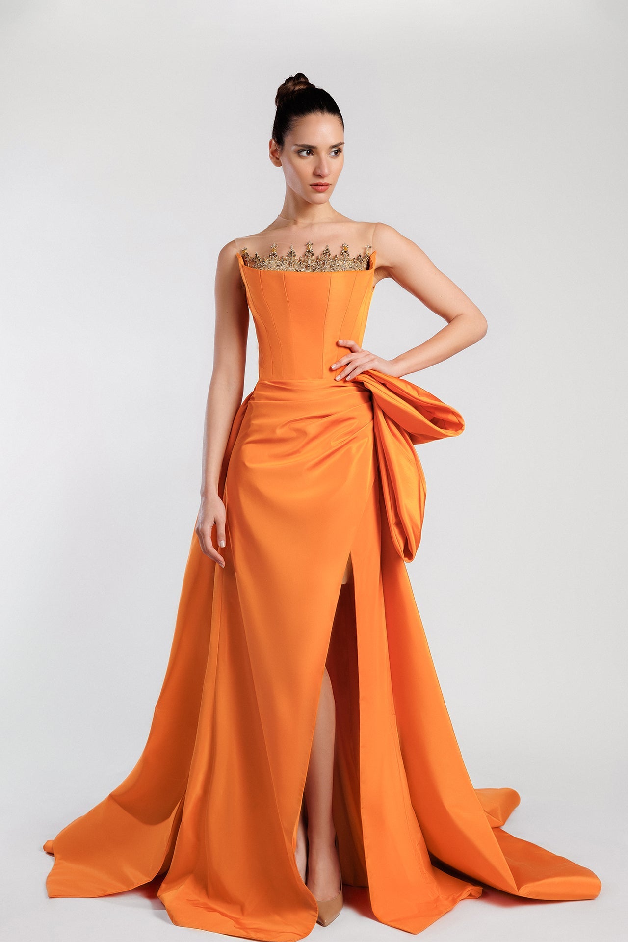 Orange taffeta dress best sale