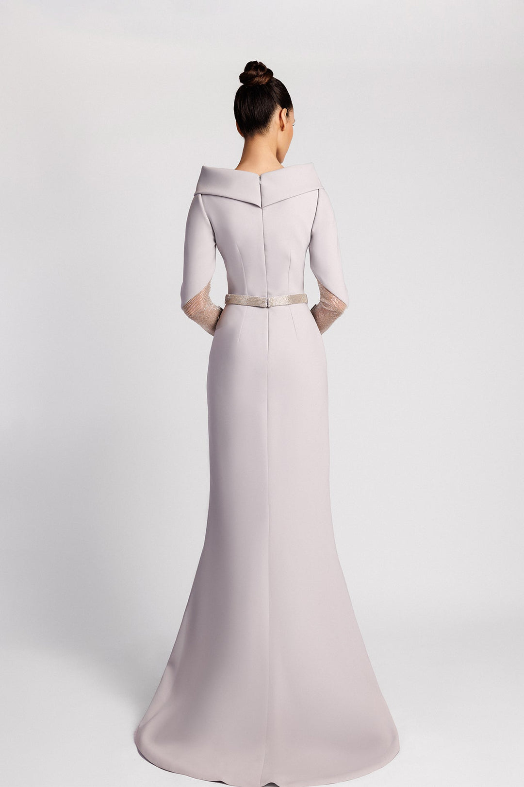 Mermaid Dress, Bateau Neckline, Embroidered Tulle, Fitted Sleeves, Wai M.R DESIGN Mermaid Dress, Bateau Neckline, Embroidered Tulle, Fitted Sleeves, Wai M.R DESIGN