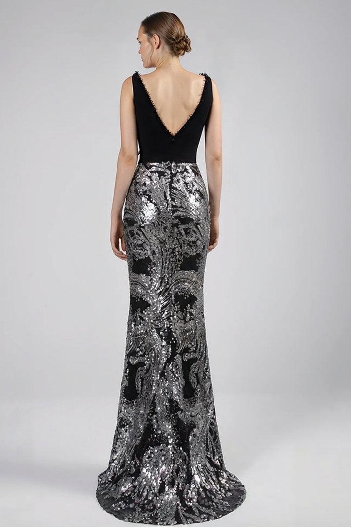 Sleeveless Dress with Sequin Embellishments