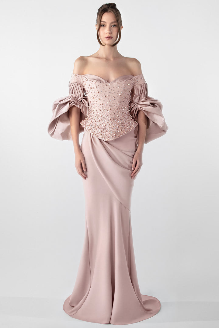 Off-Shoulder Embellished Gown