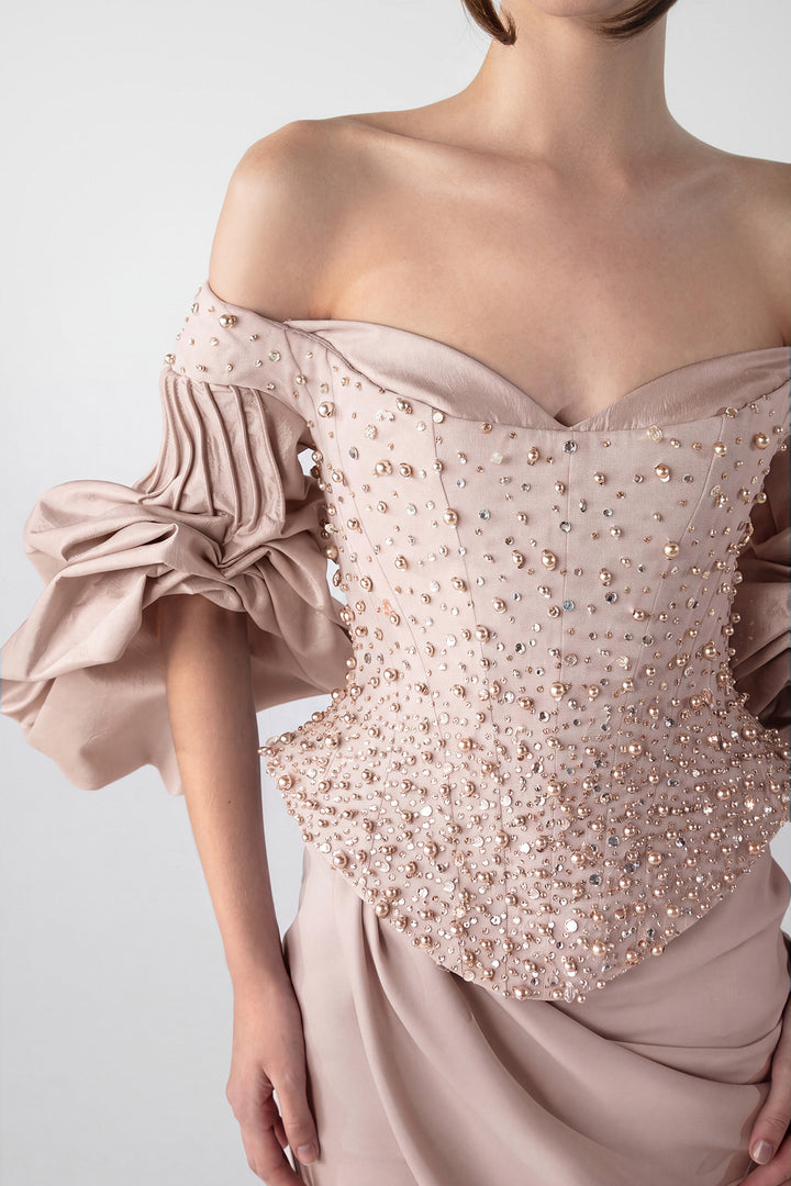 Off-Shoulder Embellished Gown