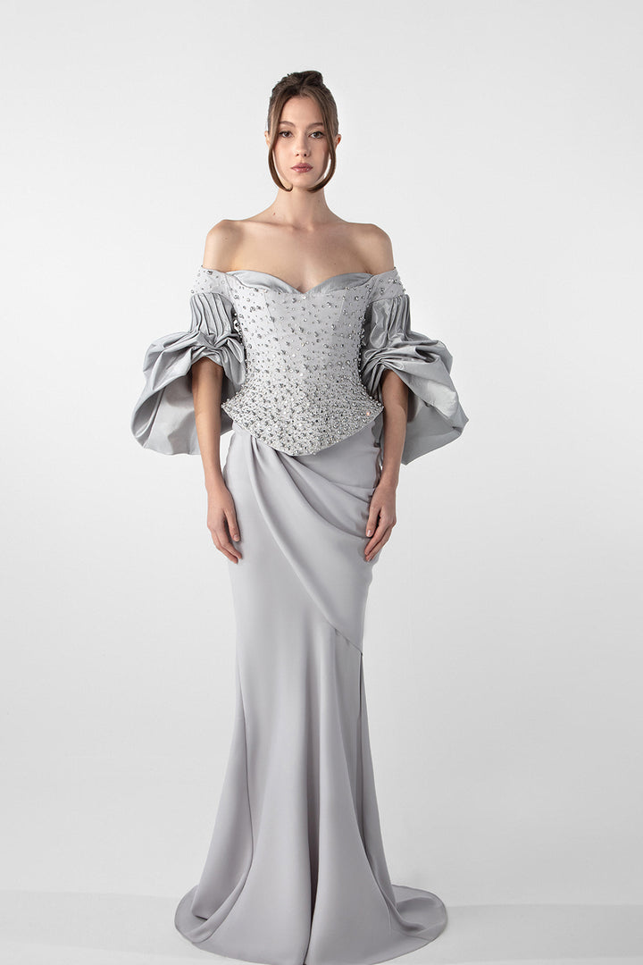Off-Shoulder Embellished Gown